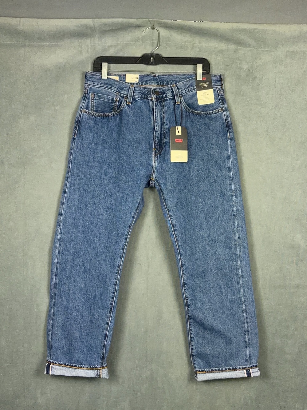Levis 505 Selvedge Jeans Mens Size 33x29 Actual 32x28 Straight Leg Americana NWT